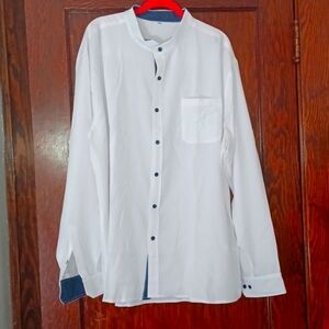*NWT* White/Navy Hanxmen Men's Dress Shirt Sz XXL